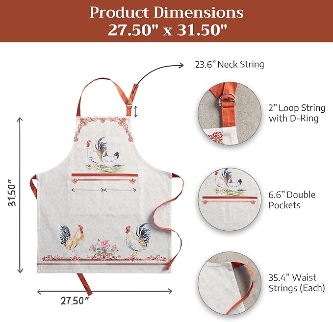 Maison d' Hermine 100% Cotton Apron for women with Pocket Kitchen Chef Apron for Men Cooking Easter Decorations