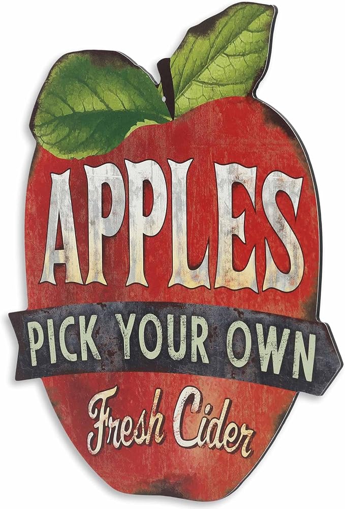 Pick Your Own Apples Vintage Metal Sign for Kitchen, Dining Room, or Garden Shed
