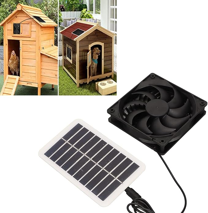 3W Solar Powered Exhaust Fan with Panel Portable Solar Ventilation Fan for Pet House Chicken Coop RV Greenhouse Car Tent Odor Removal Energy Saving Air Vent