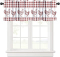Rooster Valance Curtains Rustic Farmhouse Animals Retro Red White Buffalo Plaid Rod Pocket Curtain Valance for Kitchen Bedroom Living Room Decor 1 Panel W54xL18 Inch