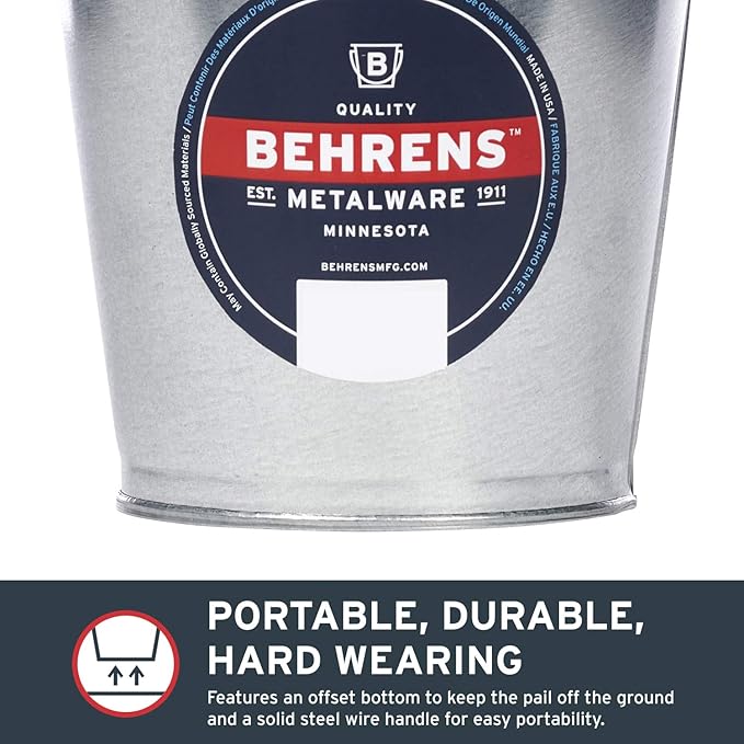 Behrens Galvanized Steel Utility Pail, 2-Quart, Silver