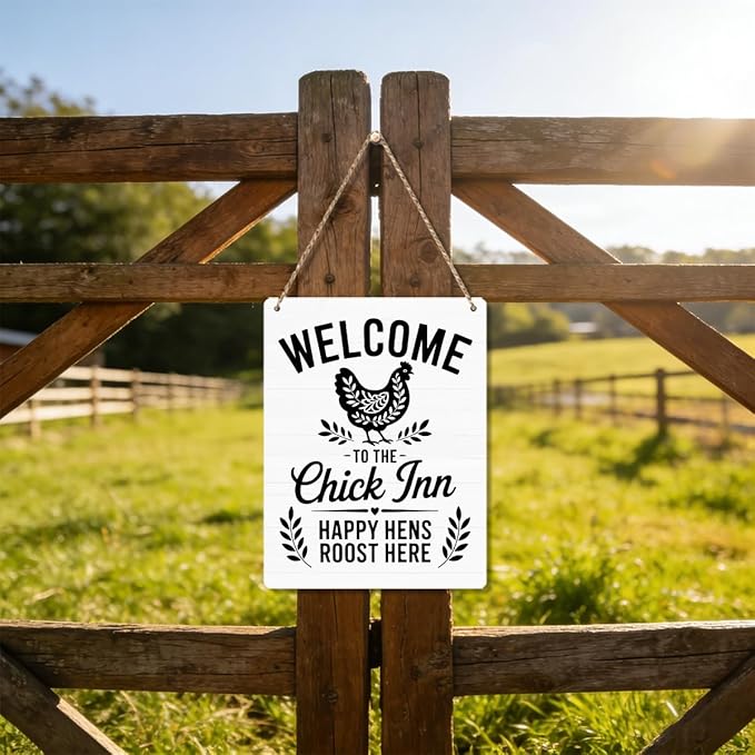 Chicken Gifts Sign Funny Chicken Coop Accessories Chicken Signs Rooster Decor for Home Farm Chicken-Coop Kitchen Yard Welcome to the Chick Inn Country Decor 8x10 Inch