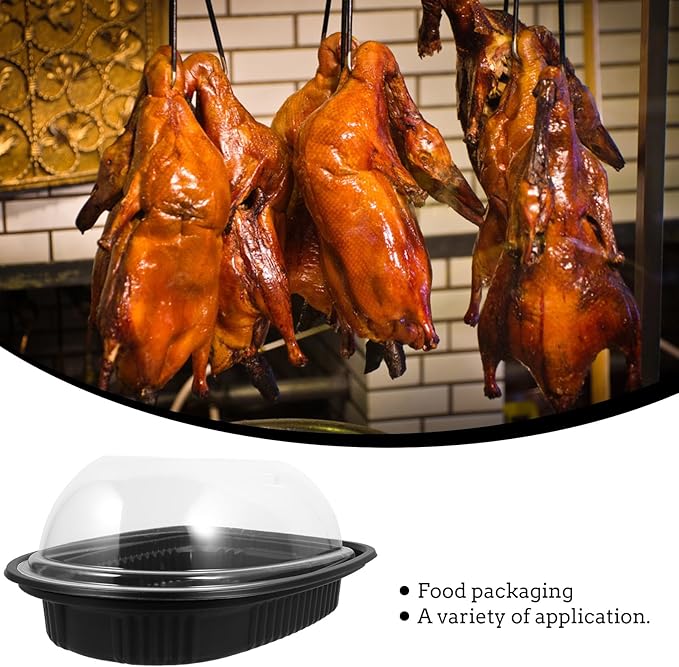 10PCS Rotisserie Chicken Roaster Container with Lids - Plastic Disposable Take out Containers Carrier with Clear Dome Lid