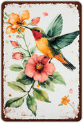 Metal Tin Sign Hummingbird Watercolor Colorful Bird Metal Sign Hummingbird Art Decor Hummingbird Paradise Wall Sign 8x12 Inch