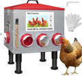 55lbs No Waste Automatic Chicken Feeder, Large Metal Poultry Feeder with 8 Feeding Ports & View Window, Weatherproof, Adjustable Height, and Locking Lid for Chickens, Ducks, Geese