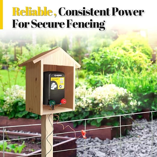 AC10 Electric Fence, 2-Mile/ 8 Acres Electric Fence Charger for Preventing to Prevent Bears, Raccoons, Skunks Intruding, Electric Fence Energizer Output Voltage 5000 v 0.12 Joule