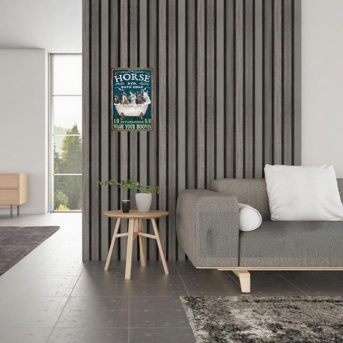 Vintage Horse Tin Sign Bathroom and Bathtub Retro Bath Soap Wash Your Hooves Metal Sign Funny Nostalgic Wall Decor Decorations for Home Farmhouse Farm Room Cafe Shop Toilet Bar 12 * 8In