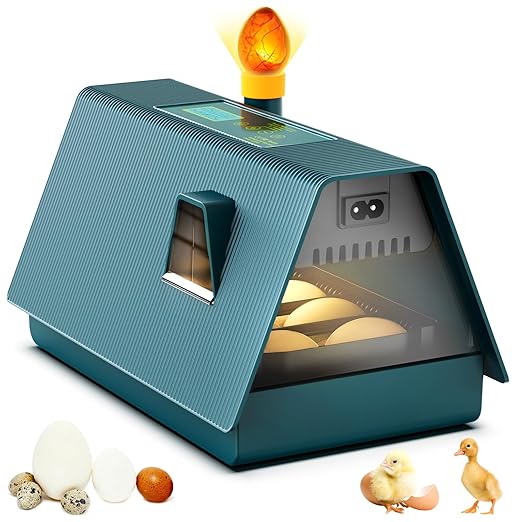 Incubator for Hatching Chicks, 10 Eggs Incubators with Automatic Egg Turning, Temperature and Humidity Control, Egg Candler, Hatching Incubator for Small Poultry, Chicken, Ducks (10 Eggs)