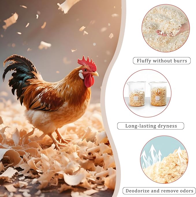 Pine Shavings for Chickens - 1lb Natural Chicken Coop Bedding | Soft Wood Shavings for Hens, Baby Chicks, Rabbits, Hamsters, Gerbils, and Chinchillas | Hemp Bedding for Chickens
