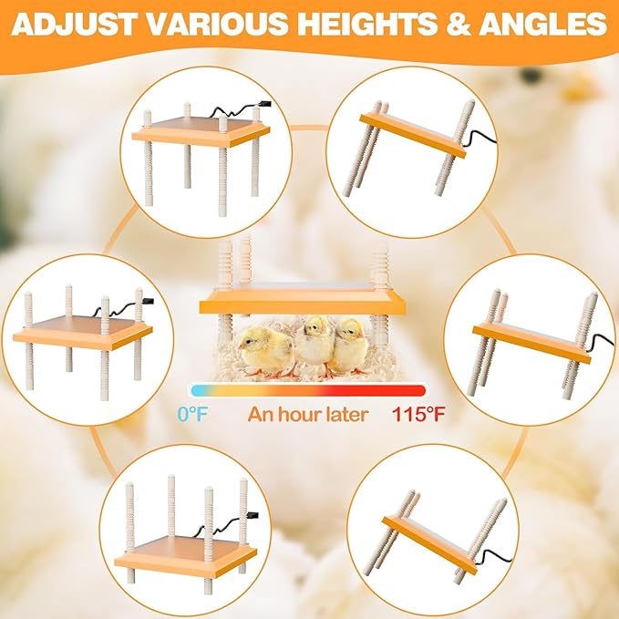 Brooder Box for Chicks(32x16x16 Inches) with Heating Plate Brooder Heater for Chick Brooder with Sliding Door Indoor Accommodates Up to 15 Chicks - Ideal for Chickens Ducks Quails Hamsters(Wooden)