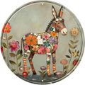 Donkey Round Metal Tin Sign Wreath Farm Flowers Rustic Vintage Wall Art Decor for Farmhouse Garden Backyard Home Cabin Decor 8x8inch