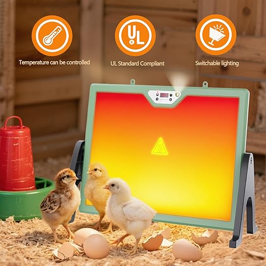 Brooder-Chick Brooder, Chicken Coop Heater 35W 12''x12'' with Adjustable Temperature, Safe Heating Plate for Baby Chicks and Poultry Warmth (Green)