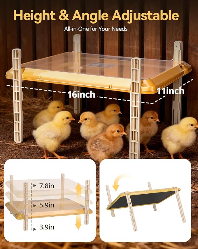 Smart Chicken Brooder Heater, 16"x11" Chick Heat Plate for 20 Baby Chicks, 13 Temperature & 7 Timer Settings, 200W Chicken Coop Heater, UL Certified