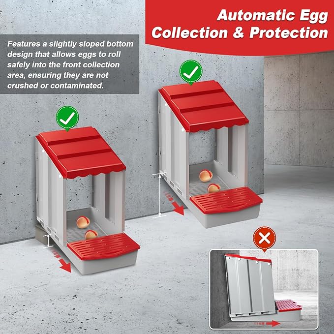 Chicken Nesting Box,1 Hole Nesting Box for Chicken Coop, Rolling Egg Collection and Protection Nesting Boxes