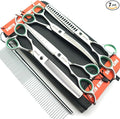 7.0 inches Professional Dog Grooming Scissors Set Straight & thinning & Curved & chunkers & comb 5pcs in 1 Set for left-handed & right handed