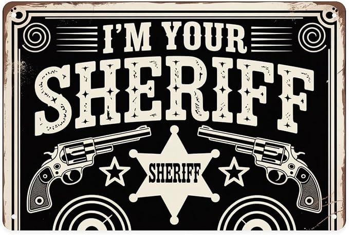 Sheriff Western Decor Tin Sign Vintage Sheriff Wild West Metal Sign Print Aesthetic for Garden Yard Bar Porch Home Bedroom Kitchen Wall Decor Gift 8 X 12 in