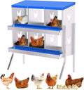 6-Compartment Chicken Nesting Box with Removable Tray - Metal Laying Boxes for Hens - Egg Rollaway Design, Wall Mount Farm Fresh Egg Collector, Hen Roosting Boxes for Chicken Coops