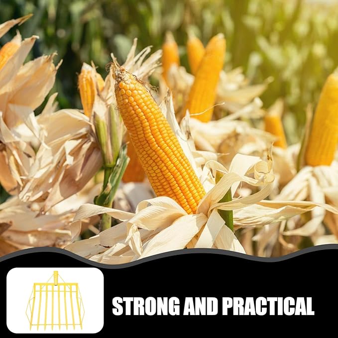 Large Corn Shovel with Thickened Yellow Steel Blade, Multi-use Farm and Garden Hand Tool for Harvesting and Collecting Maize, Portable Orchard and Lawn Shovel