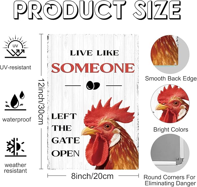 Chicken Kitchen Decor Funny Chicken Gifts Kitchen Wall Decor Farmhouse Country Garden Sign For Yard Home Hen House 8×12 Tin Sign