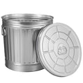 Gardenised Round Galvanized Steel, 7 Gallon Trash Can with Lid - Durable Metal Bucket for Backyard, Lawn, Garden and Yard Use - Weather-Resistant Garbage Can for Indoor and Outdoor, 13 inch