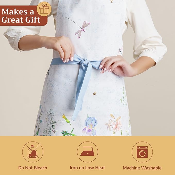 Maison d' Hermine 100% Cotton Apron for women with Pocket Kitchen Chef Apron for Men Cooking Easter Decorations