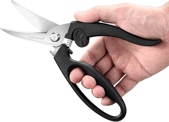 JARVISTAR Poultry Shears Heavy Duty Professional, All Purpose Sharp Kitchen Scissors with Spring Loaded Handle and Safety Lock, 8.5" Cooking Scissors for Chicken, Poultry, Food, Meat