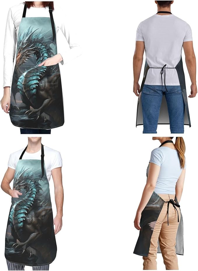 Waterproof Aprons for Women Men Adjustable Bib Cool Electric Guitar Apron Chef Cooking Aprons for Kitchen