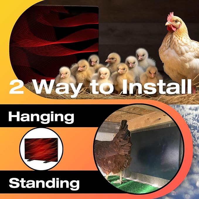 H&G lifestyles Chicken Coop Heater, Cozy Coop Heater for Winter, Radiant Heat Panel with Adjustable Temperature,Poultry Warmer for Indoor and Outdoor Use