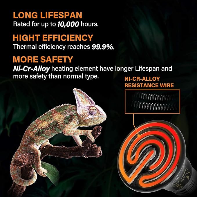 Simple Deluxe 25W (Mini) Ceramic Heat Emitter Reptile Heat Lamp Bulb No Light Emitting Brooder Coop Heater for Amphibian Pet & Incubating Chicken, Black, 1-Pack