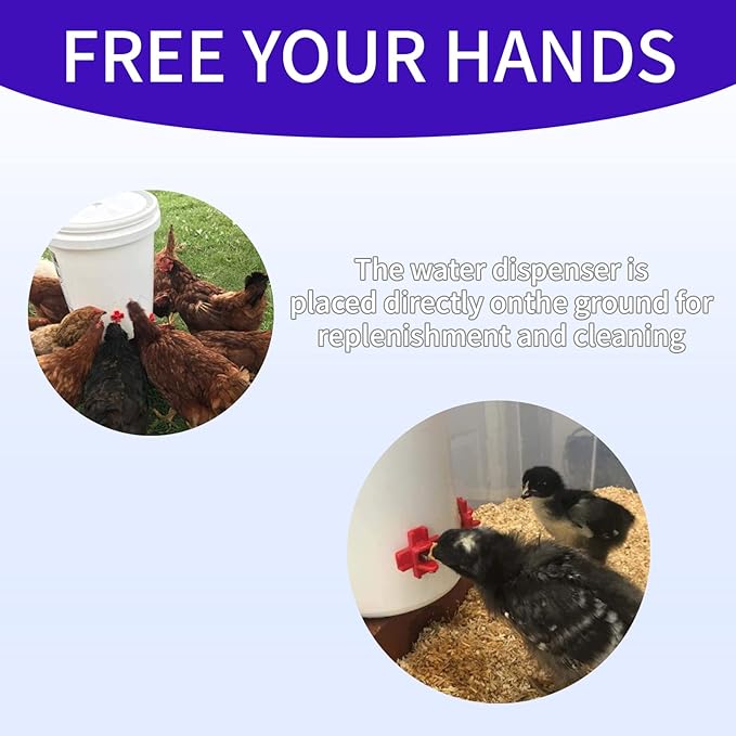6Pack Horizontal Automatic Poultry Nipples - Easy Install Chicken Quail Duck Watering System