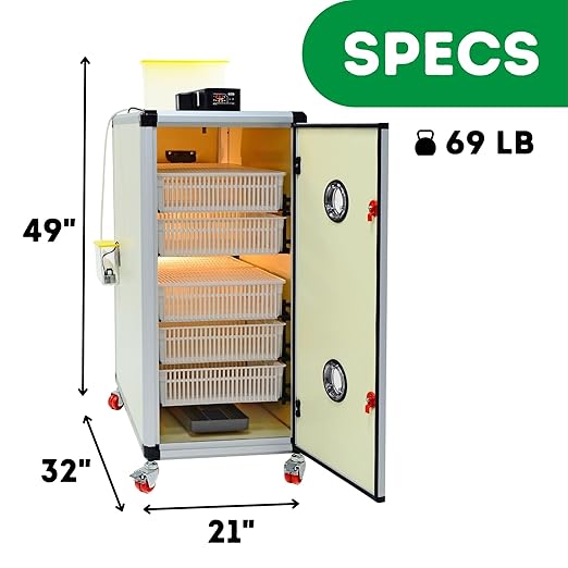 Incubators for Hatching Eggs – HB350H Egg Incubator Hatcher, Automatic & Self-Regulated Temperature & Humidity, Chicken Egg Incubator, Professional Cabinet Poultry Incubator by Cimuka