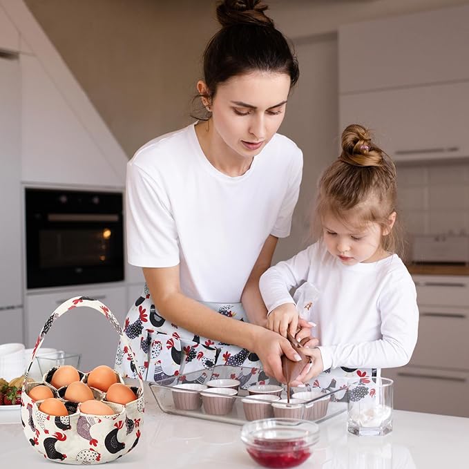 3 Pcs Egg Apron for Collecting Fresh Eggs Gathering Basket for Kids Adult 12 Pockets and Child 3 Pockets
