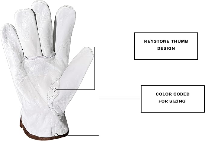 Strongarm Premium Goatskin Leather Welding & Work Gloves, for Welding, Construction, Industrial, Gardening, Mechanix, Driver