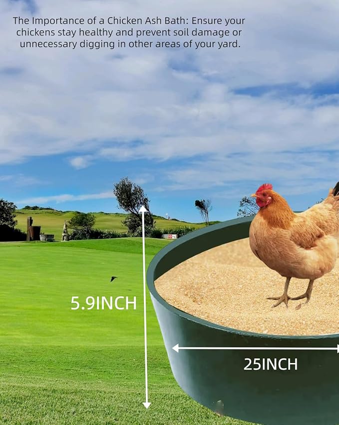 Chicken dust Bath tub,25'' D * 5.9'' H Essential Chicken coop Accessory Environmentally Friendly Thick Plastic
