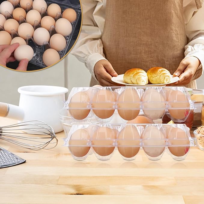 Plastic Egg Cartons Bulk 4x5 Egg Holders Style Holds 20 Eggs - Half Dozen Storage Perfect for Family Pasture, Groceries Chicken Farm, Refrigerator Storage (20 Grids) 50 Pack