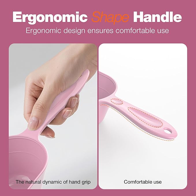 Pet Food Scoop 2 Pack, Dog Cup Capacity Cat Food Scooper With Measuring Lines For Dog, Puppy and Cat Coffee Bean, Flour Scoop Light Pink