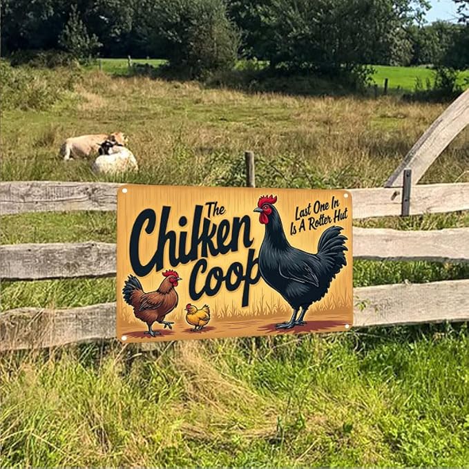 Chicken Coop The Fluffy Butt Hut Last One in is A Rotten Egg Outdoor Decorative Tin Sign for Yard Patio Farmhouse 12x8 Inch