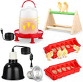 5 Pack Chick Brooder Starter Kit, 0.8 Gallon Heated Chicken Waterer F, 75w Adjustable Heat Lamp, Chick Perch and Flip Top Poultry Feeder for Winter Cold Weather Baby Chicken, Duck and Quail