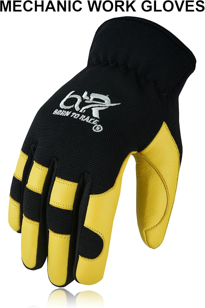 Safety Work Gloves Heavy Duty Genuine Goat Leather Hand Protection Mechanic, Welding, Construction Gloves