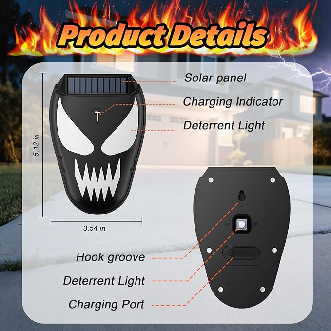 Solar Coyote Deterrent Predator Lights - Nocturnal Animal Repeller with Red LED Flashing Lights for Chicken Coop, Yard & Garden Protection Against Raccoons, Foxes, Deer, Skunks, Hawks 4 PCS
