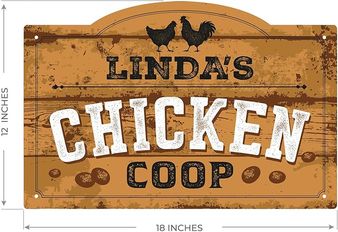 Personalized Chicken Coop Sign, Custom Name Farmhouse Backyard Décor For Sign, 12x18 Inches, Rust Free .063 Aluminum, Fade Resistant, Made in USA by Sigo Signs