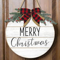 Bunny Chrous Christmas Door Sign: Rustic White Merry Christmas Wreaths for Front Door Wall Porch Home Office School, 12" Farmhouse Classic Elegant Door Decor, Vintage Door Decorations Indoor Outdoor