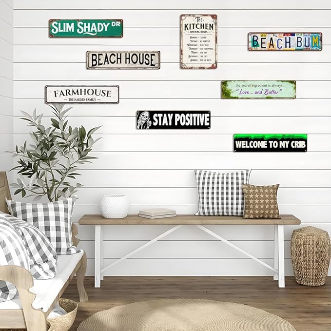 Vintage Metal Street Signs, Rustic Wall Art Plaques, Farmhouse Kitchen Home Bathroom Camping Bar Retro Decor Indoor Outdoor Road Sign 16 x 4 inch (LETS COOK)