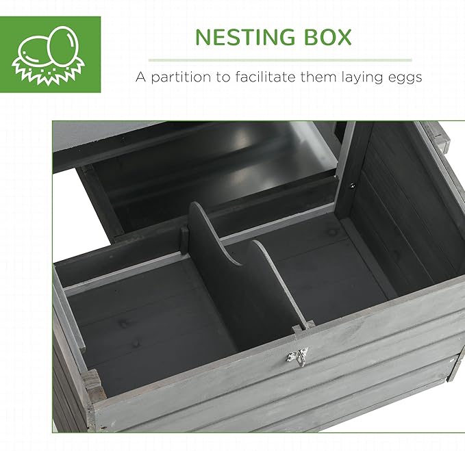 PawHut Dual Wooden Chicken Coop with Garden Bed, Large Outdoor Hen House with Nesting Boxes Removable Trays, Ramps Run, for Garden Backyard, 123" x 27.5" x 42.5", Dark Gray