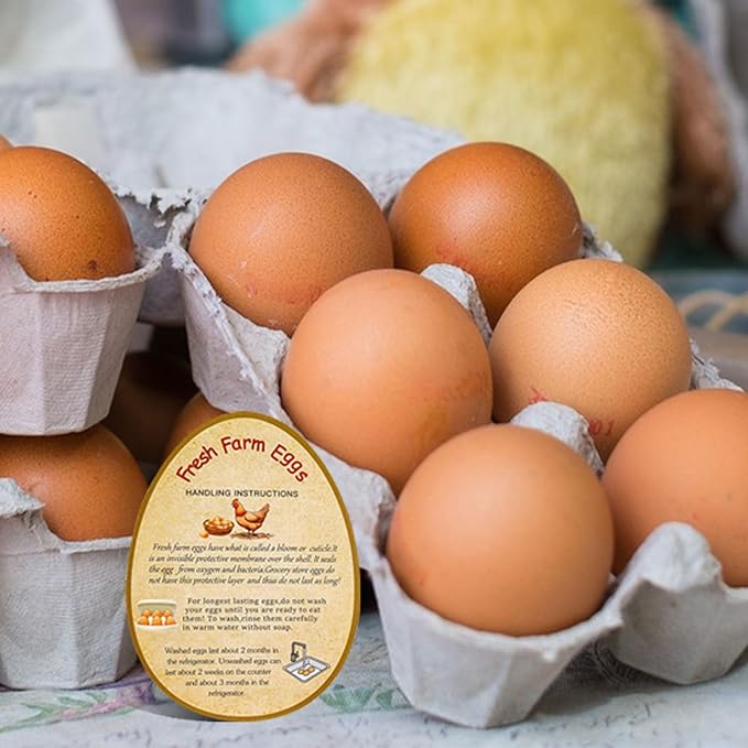 250PCS Farm Fresh Egg Handing Instruction Cards,2.7inch×3.5inch Double-Sided Printing Eggs Shape Sign for Farm Packaging cartons,Easy to Write The Collection Date.