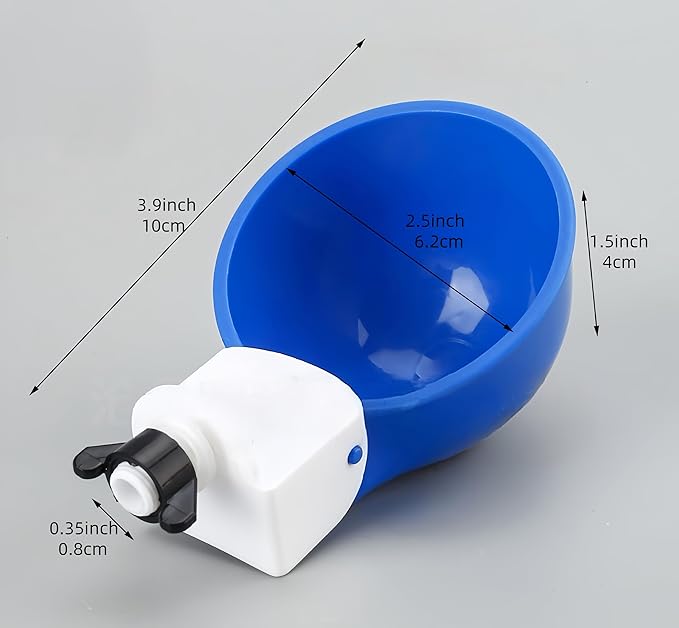 Chicken Waterer Cups 5 Packs, Automatic Waterer Feeder with Anti-Leak System for Chicken, Duck, Goose, Bunny (Blue)