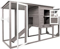 Chicken Coop Solid Wood with Large Run Cage 2 Stories - Asphalt Roof, Nest Box, Pu Wheels, Pole Chicken Perch