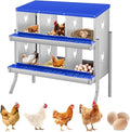 6-Hole Chicken Nesting Box, Rustproof Galvanized Steel, Wall-Mounted Metal Laying Box for Hens, Easy Egg Collection & Cleaning, Roll Away Nest Boxes - Blue