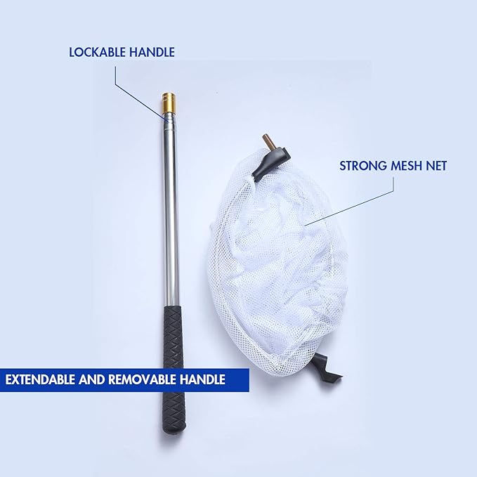 Telescopic Butterfly Net, Stainless Steel Extendable Fishing, 15 in - 70 in Insect Toy Nets for Kids and Family (Silver)