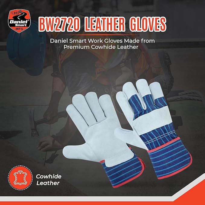 Daniel Smart Men & Women Goatskin Working Glove Lightweight Leather Safety Gloves for construction, gardening outdoor Work